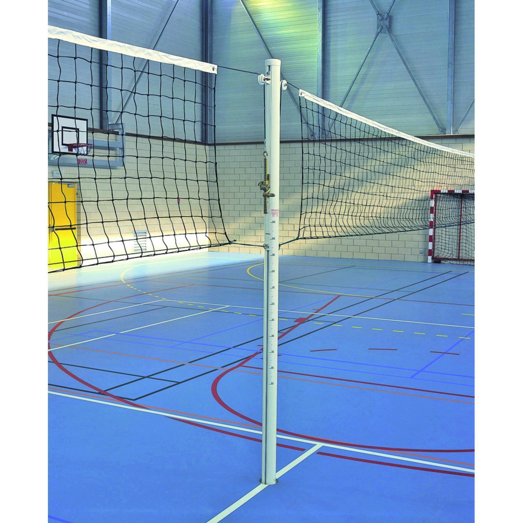 Poteau volley central alu scolaire cabestan sans fourreaux Sporti France