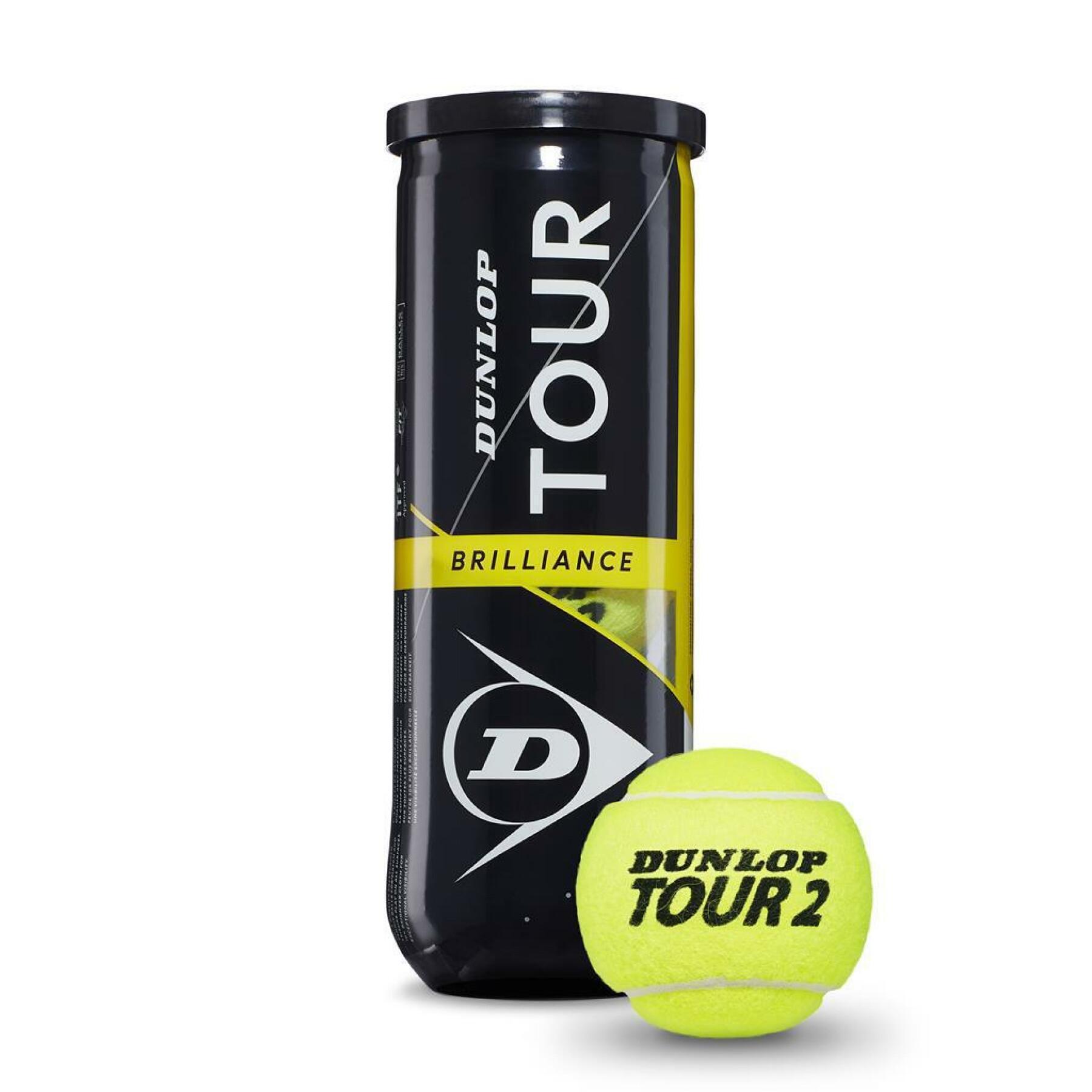Lot de 3 balles de tennis Dunlop tour brilliance