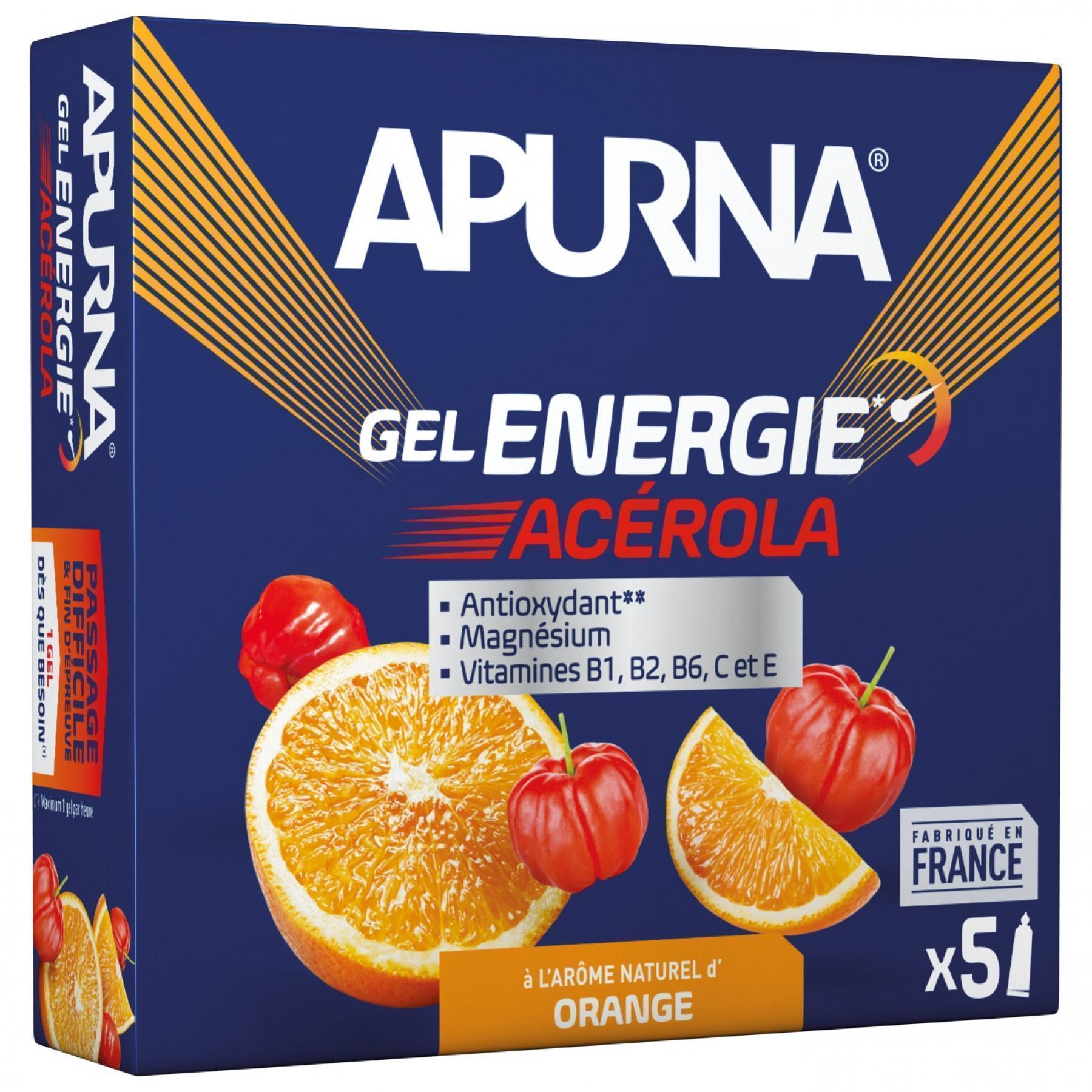 Lot de 5 gels Apurna Energie Acérola Orange - 35g