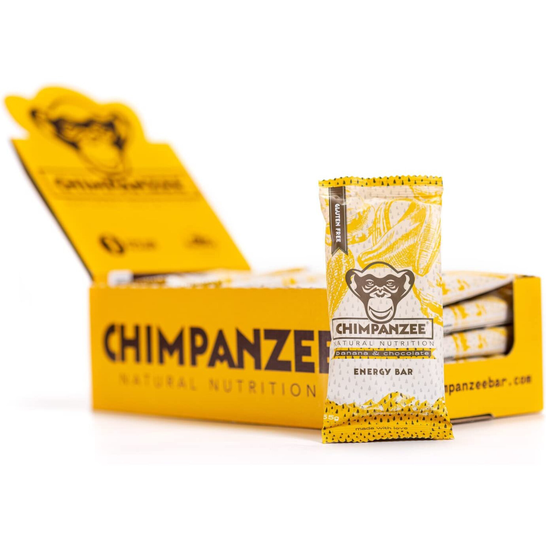Barre énergétique Chimpanzee vegan (x20) : banane/chocolat 55g 