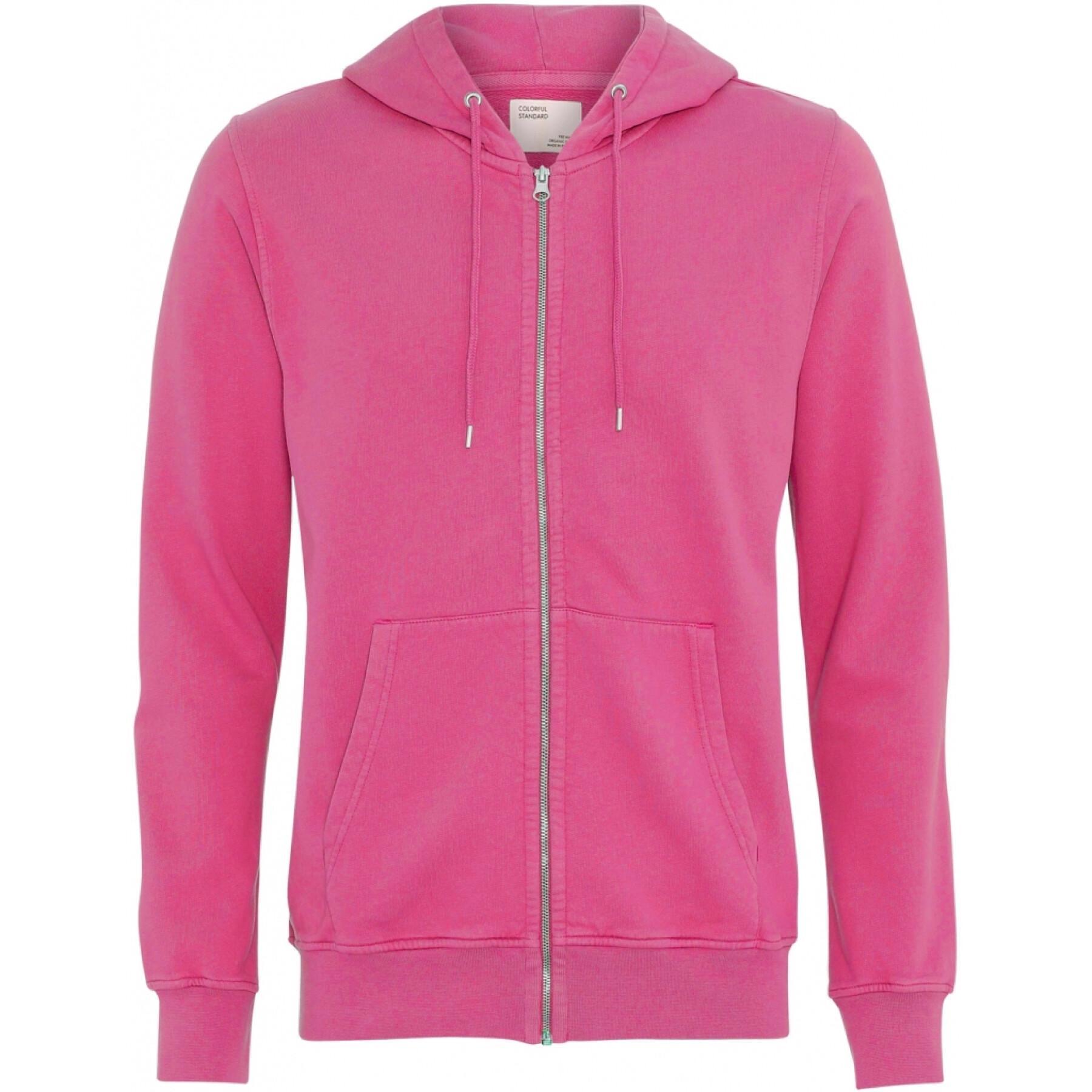 Sweatshirt à capuche zippé Colorful Standard Classic Organic bubblegum pink