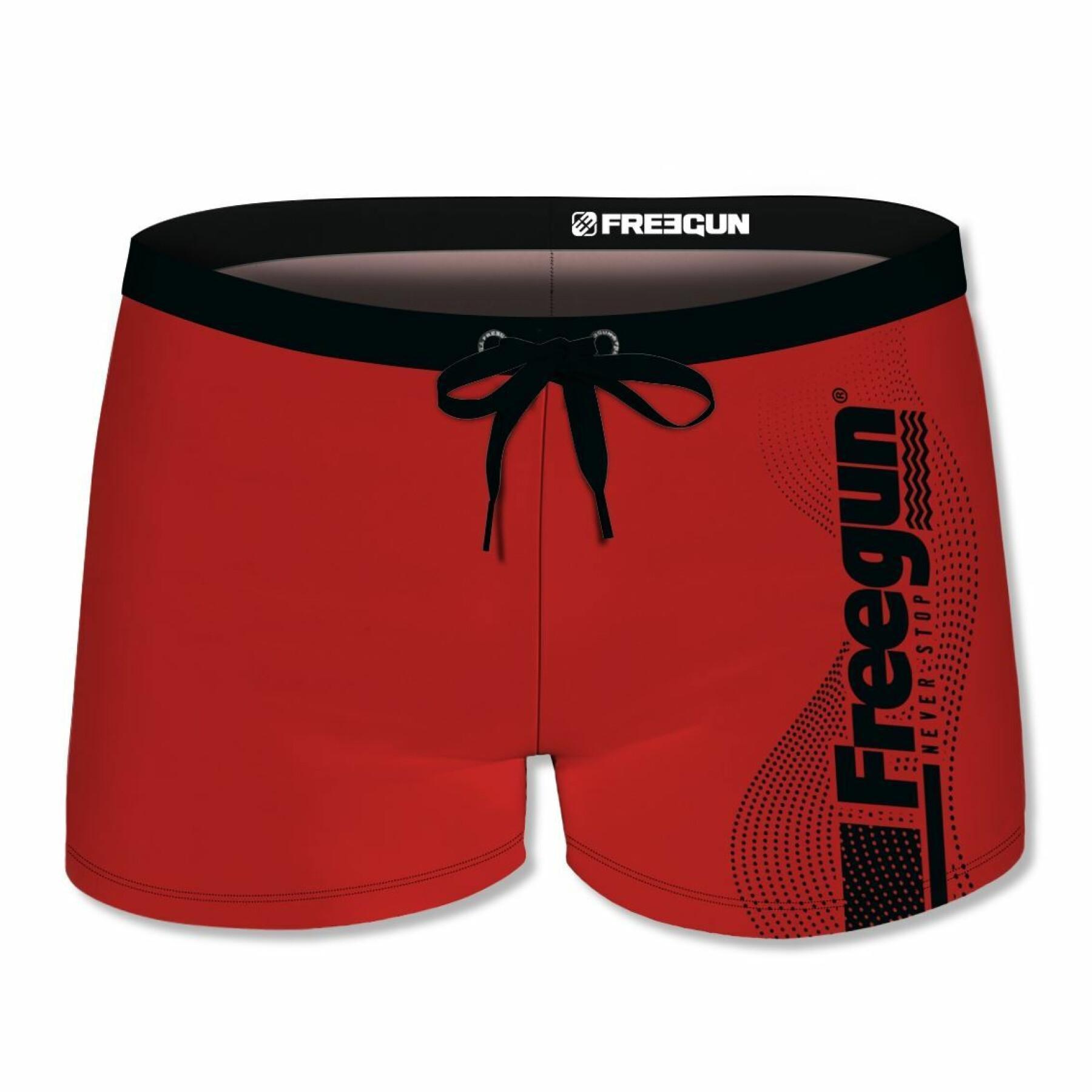Boxer de bain uni avec logo rubber print en couleur enfant Freegun