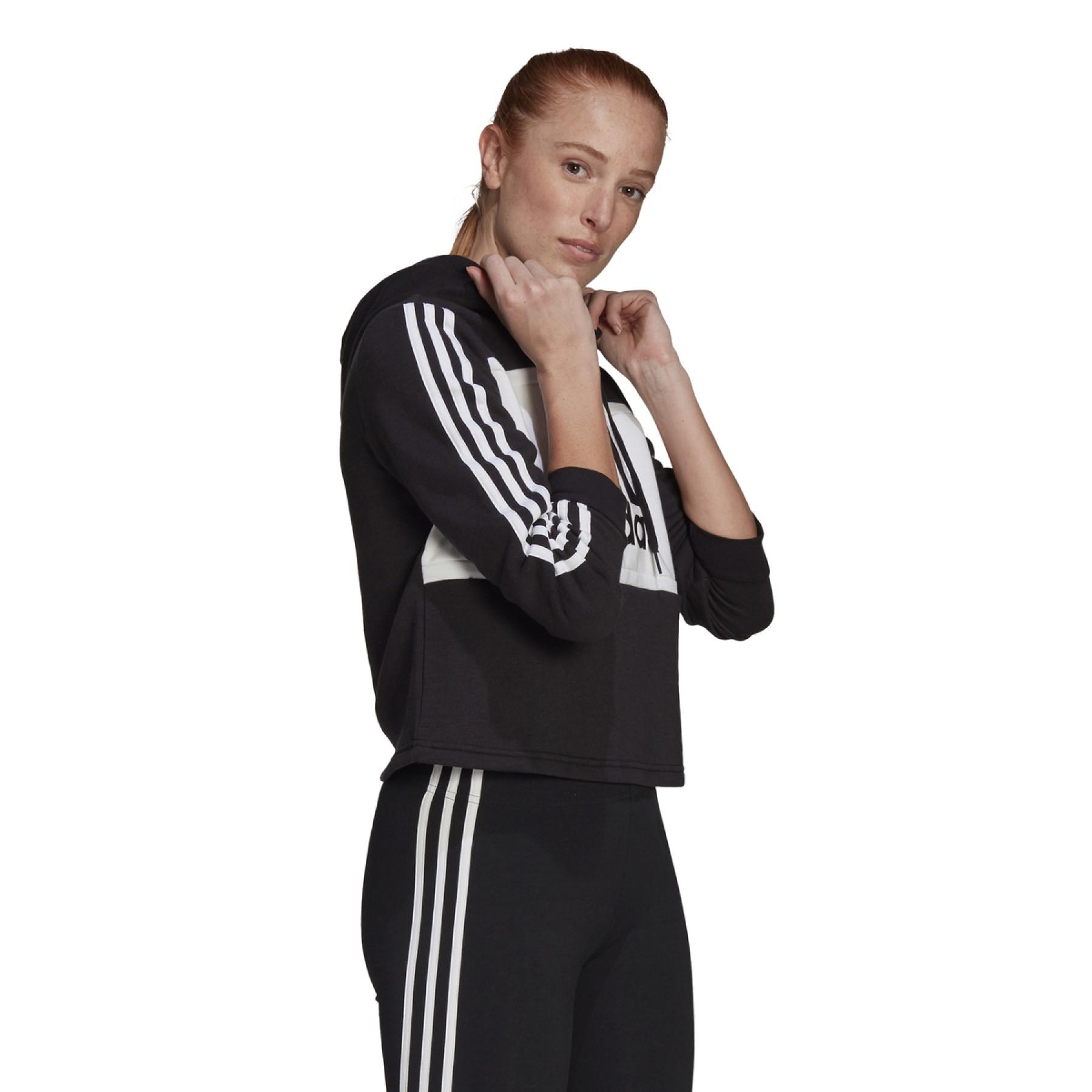 Sweatshirt court à capuche femme adidas Essentials Logo Colorblock Fleece