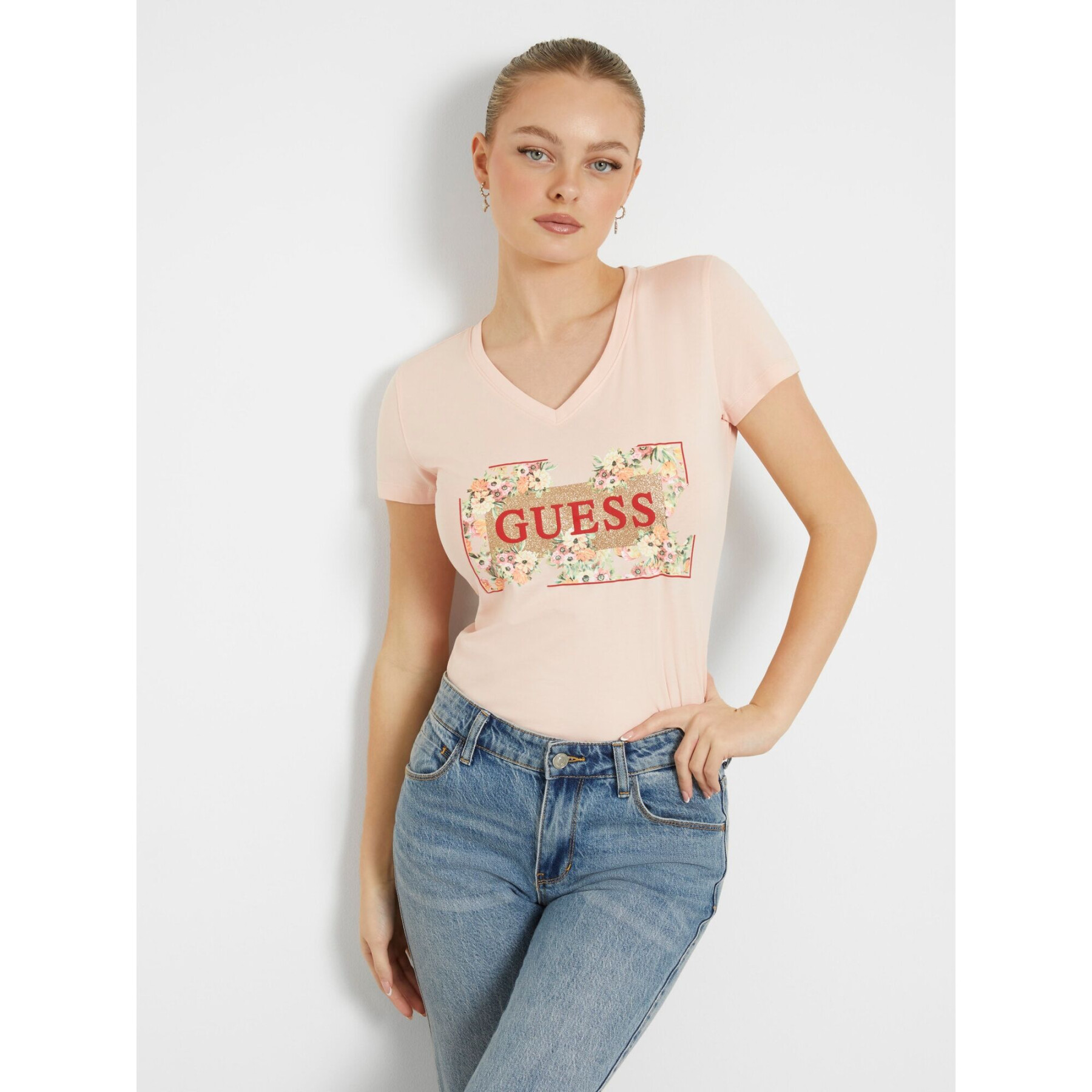 T-shirt femme Guess Logo Flowers