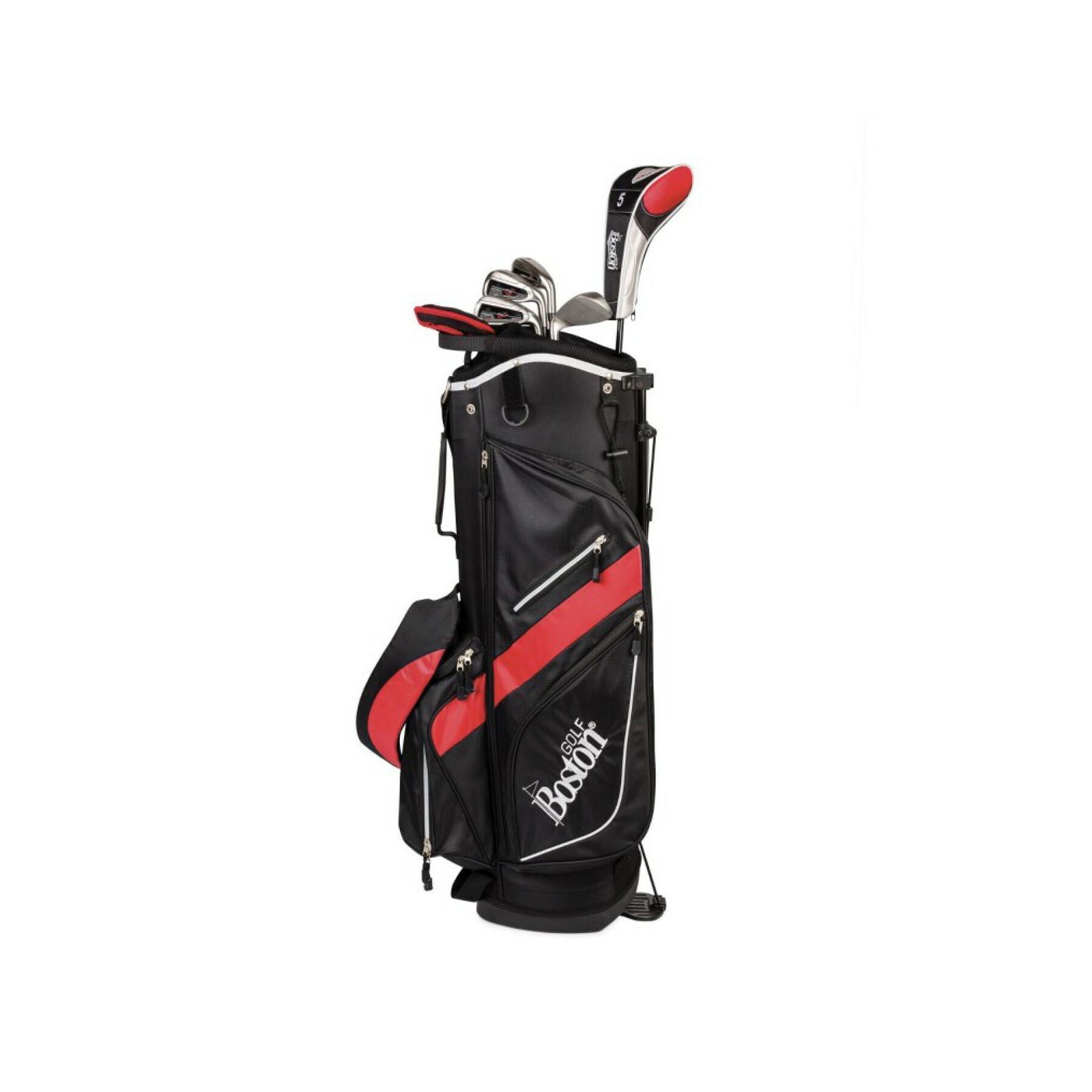 Kit (sac + 8 clubs) gaucher Boston Golf deluxe 8.5" 1/2 série