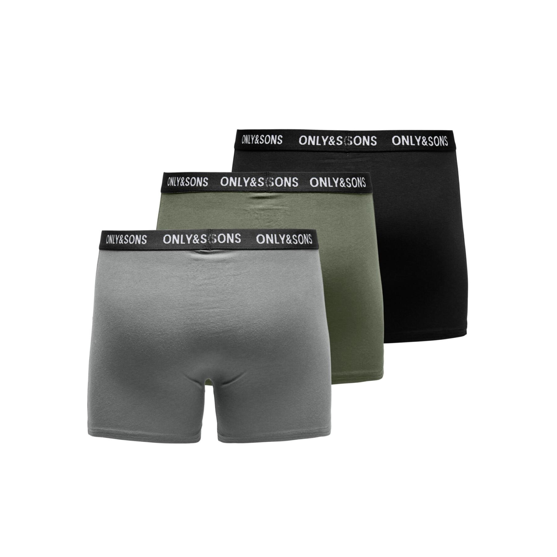 Lot de 3 boxers Only & Sons Fitz Solid