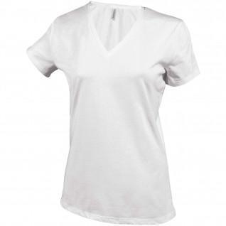 T-shirt coton femme Kariban Col V blanc