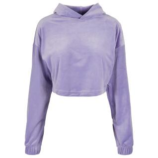 Sweatshirt à capuche femme grandes tailles Urban Classics cropped velvet oversized